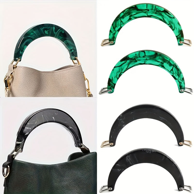 Black and Green Handbag Handle with Alloy Horseshoe Buckle for DIY Purse Accessories