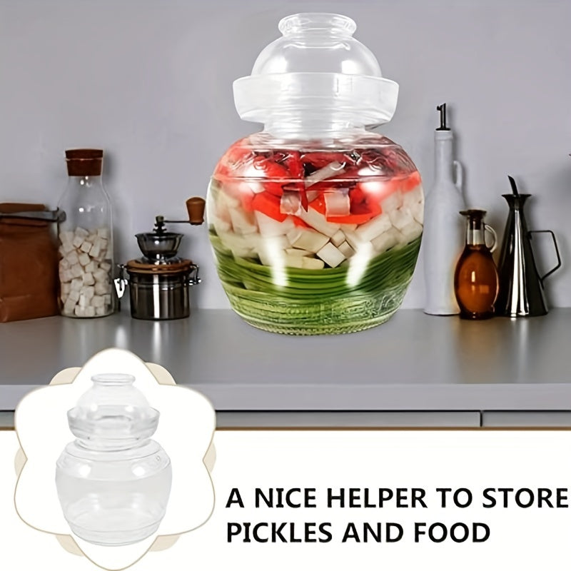 Glass Fermentation Jar with Wide Mouth and Sealable Lid for Sauerkraut and Kimchi