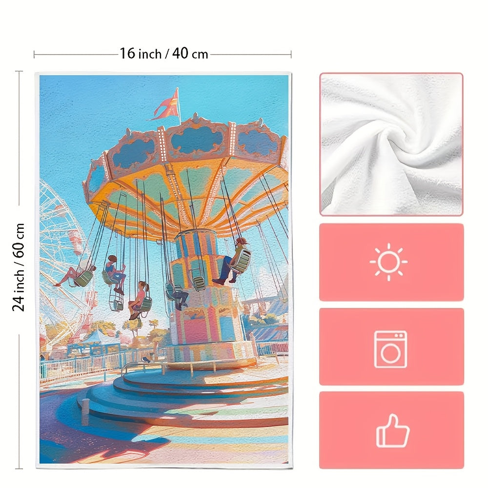 Набор из 2 кухонных полотенец - ультрамягкие и высокоабсорбирующие, идеально подходят для дня веселья в парке аттракционов или тематическом парке. Идеально для праздничного декора, можно стирать в машине, размер: 16x24 дюйма. Код: 2KYSMF1214120