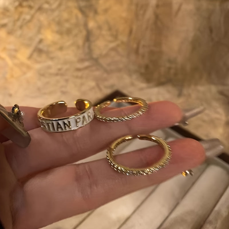 DIY Zargarlik tayyorlash: kichik, hidi yangi halqa, oddiy moda, ko'p maqsadli soddalashtirilgan doira, porloq oltin keng va tor versiya halqa indeks halqa 3 dona.