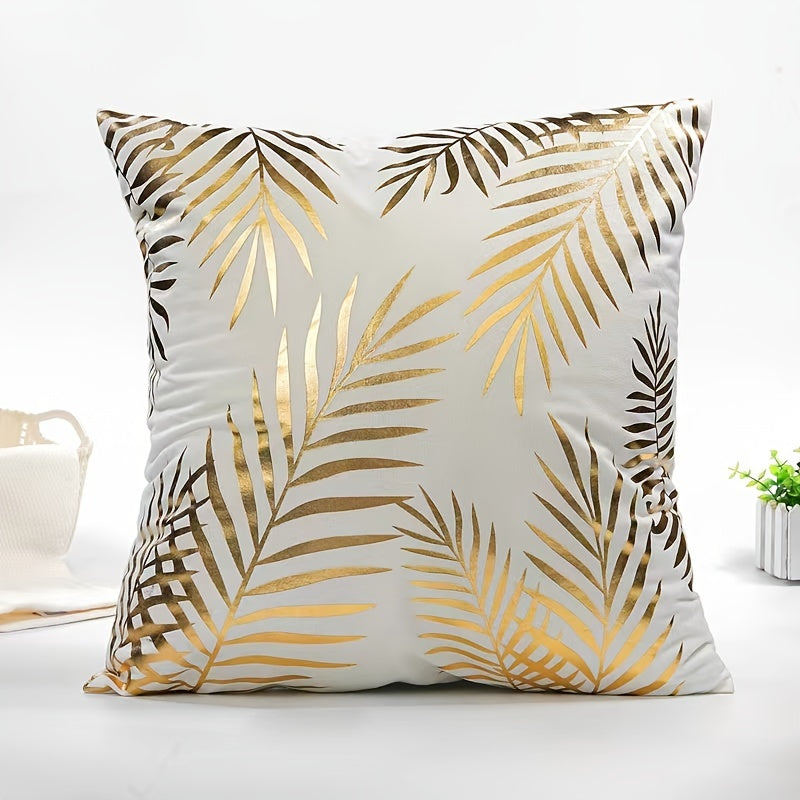 Luxurious Gold Leaf Print Throw Pillow Covers 18x18 Inches for Living Room Bedroom Sofa