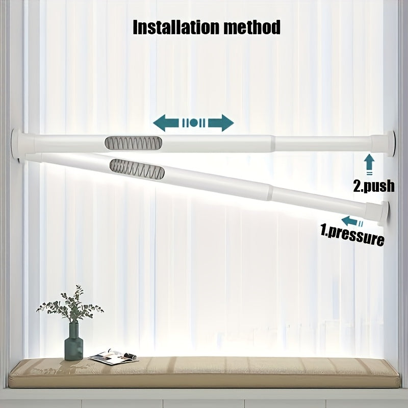 Barra de cortina telescópica de metal ajustable con tensión de resorte, diseño sin taladro para ducha y ventana