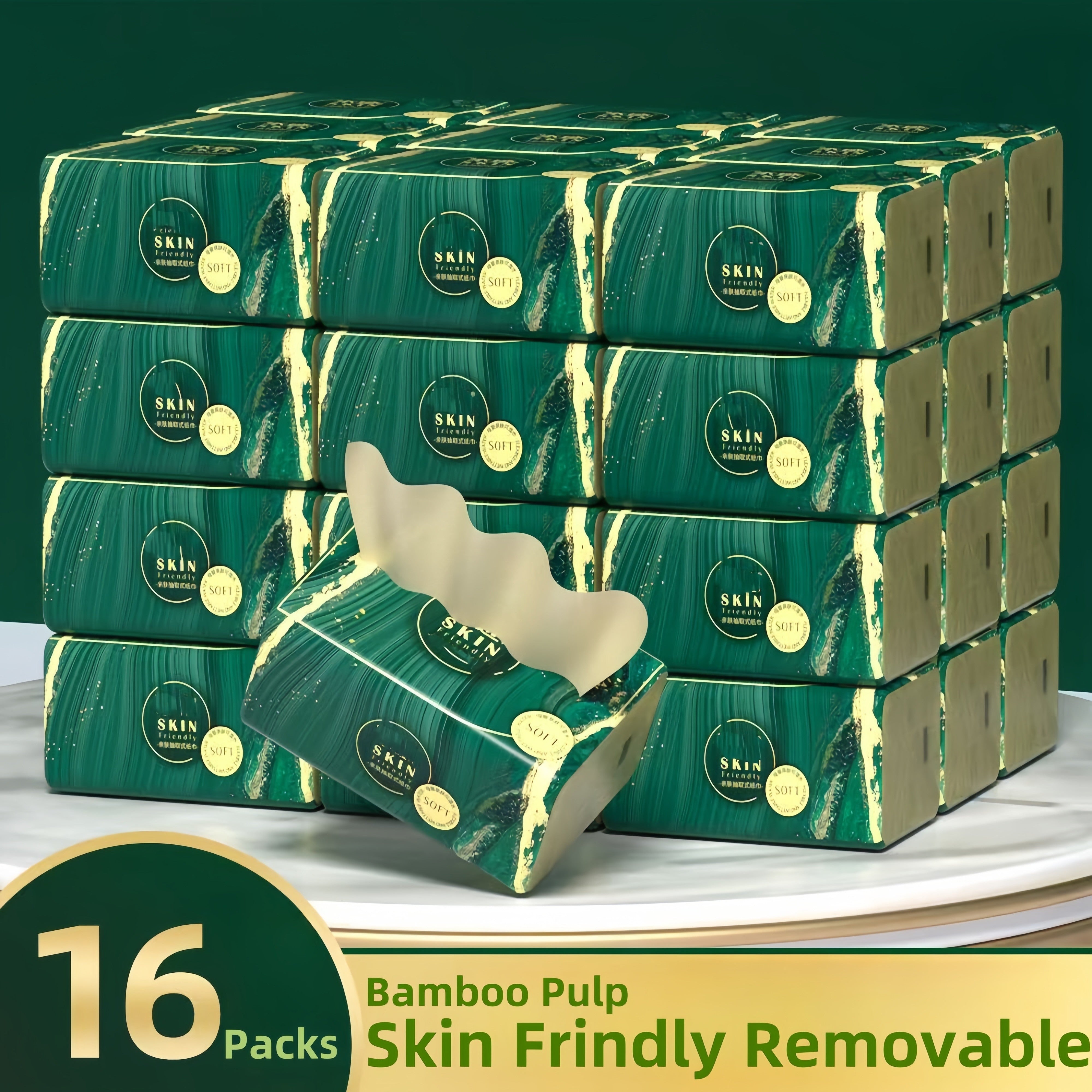 Rangli Glaze Series 4-qavatli tozaqog'oz, yumshoq, kuchli, yaxshi so'radigan bambuk qog'ozi, 16 ta paket