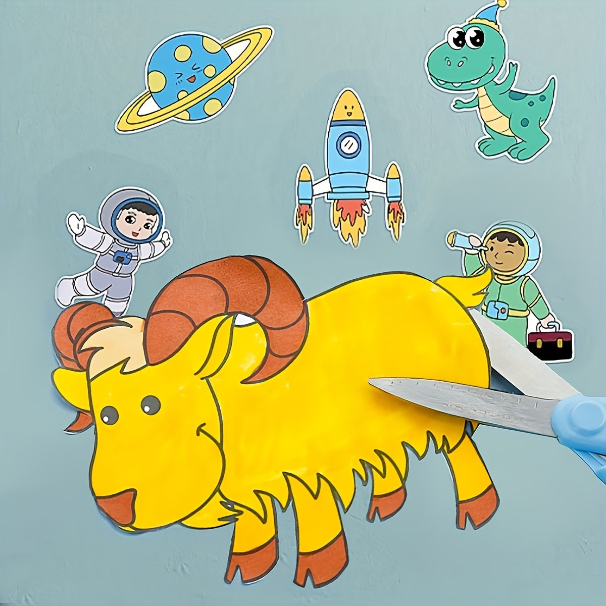 Papel de arte para garabatos extra largo de 6 con desplazamiento para dibujo y coloreo, colores mezclados