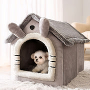 Pet House for Cats and Dogs with Washable Winter Bed Soft Polyester Classic Style