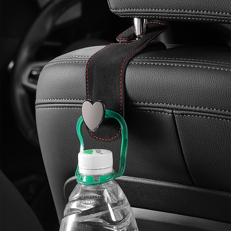 Gancho oculto en la parte trasera del asiento del coche para colgar objetos pequeños, de cuero PU, con almacenamiento en aleación de metal