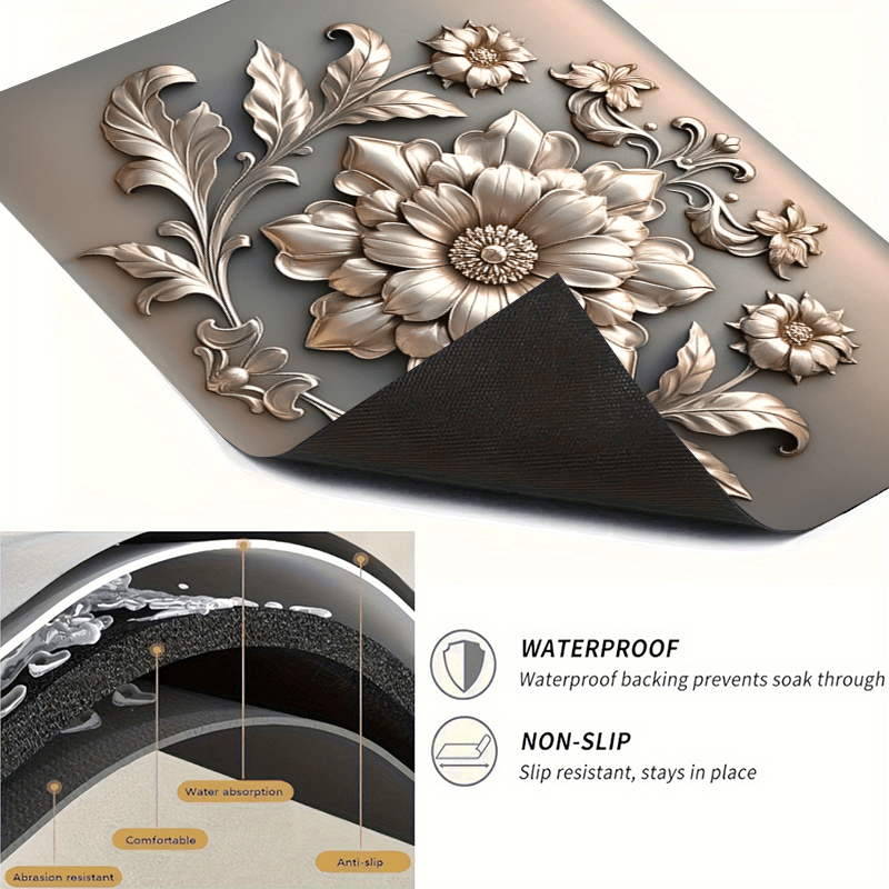 Yevropa yordamli peony gullari pechka qoplami, sirpanmaydigan rezina tagi, oshxona dekoratsiyasi