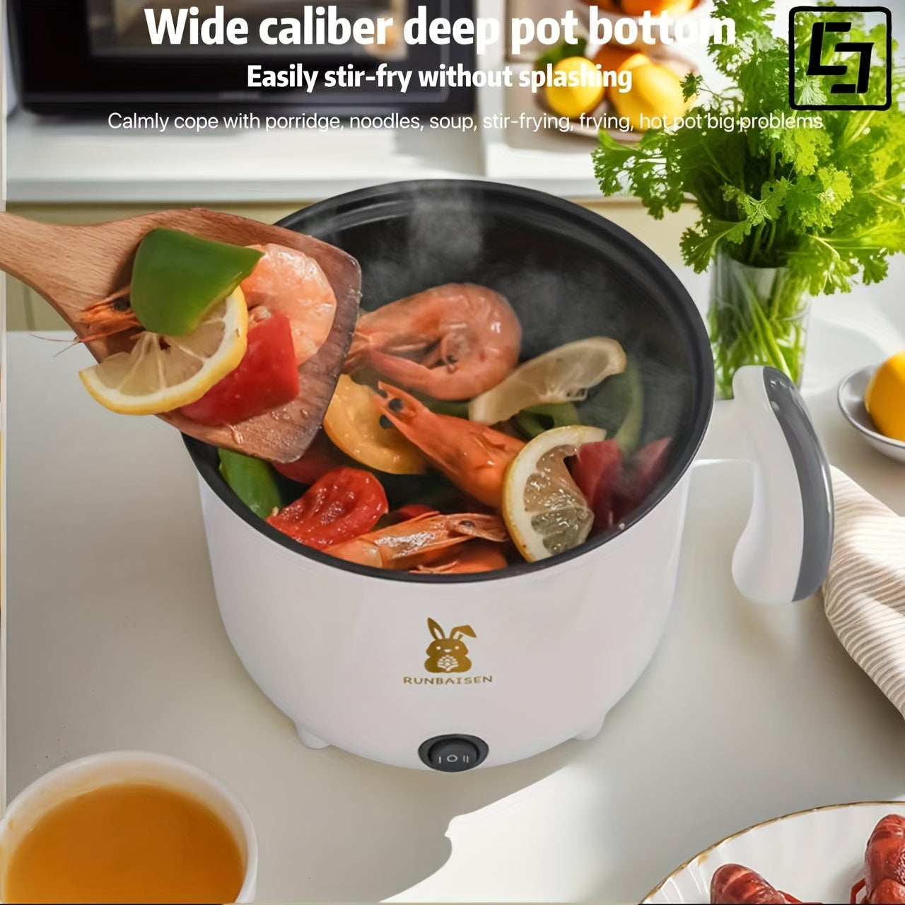 Single-layer electric cooking pot 1.8L versatile for dorms small kitchens