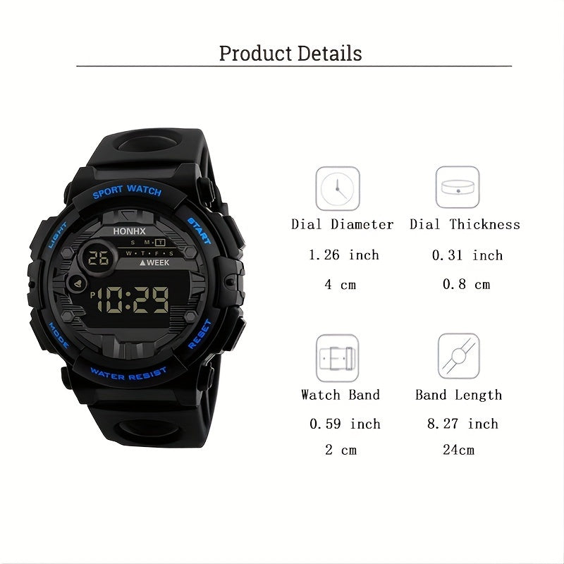 Large Dial Waterproof Smartwatch for Youth Outdoor Sports Luminous Electronic Watch