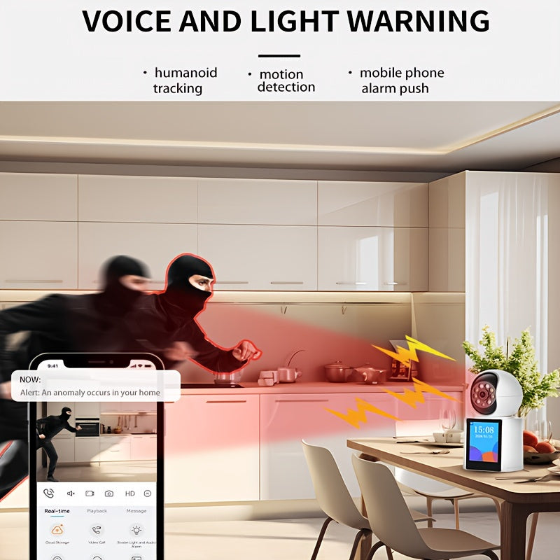 Security Camera with 2.4G WiFi Panoramic 355° View Two-Way Audio Night Vision