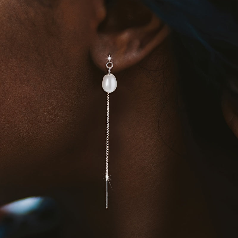 Women's Drop Earrings with Freshwater Pearl Tassels Hypoallergenic Lightweight Jewelry