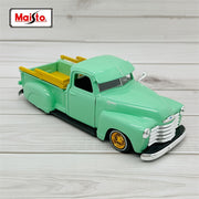 Coche de modelo de hojalata para niños a escala 1:25, camión pickup vintage verde de aluminio