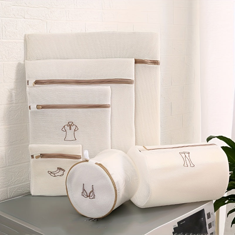 Juego de 6 bolsas de lavandería de lujo para delicados, protección de doble capa, cierre con cremallera, poliéster duradero