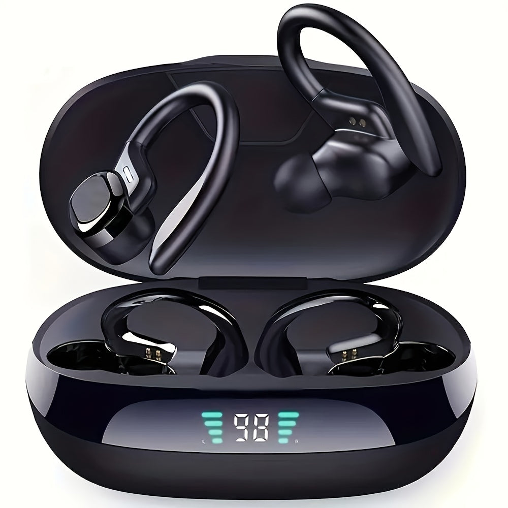 Wireless Earbuds for Running with Earhooks Noise Cancellation Bass Microphone