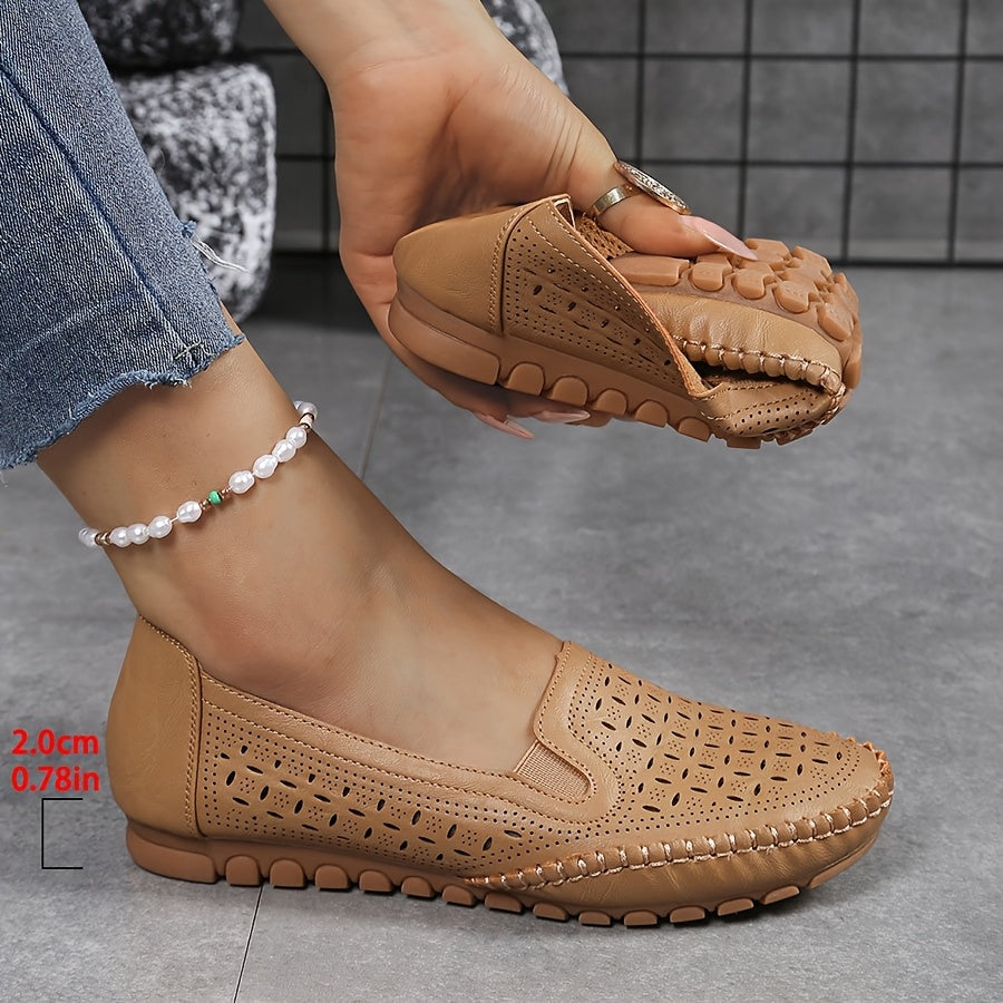Women's Slip-On Loafers Cushioned TPR Sole Breathable PU Fabric Casual Shoes