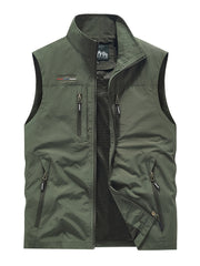Men's Nylon Fishing Vest Sleeveless Stand Collar Multi-Pocket Casual Outdoor Spring Fall