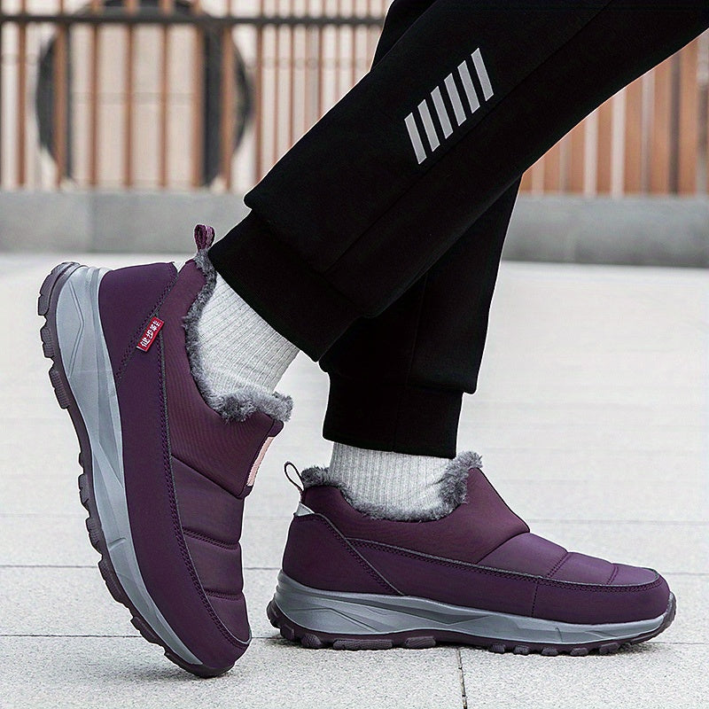 Women Slip-On Winter Shoes Non-Slip Cushioned Soles Indoor Outdoor Burgundy