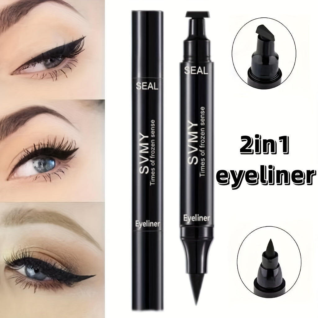Liquid Eyeliner Pen Women Waterproof Long-Lasting Dual-Tip Black