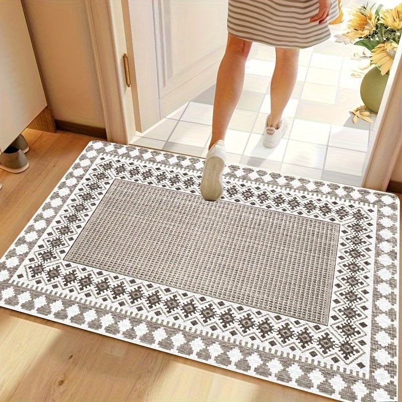 Boho Ethnic Woven Rug Non-Slip Doormat Soft Machine Washable Floor Mat 70x120cm