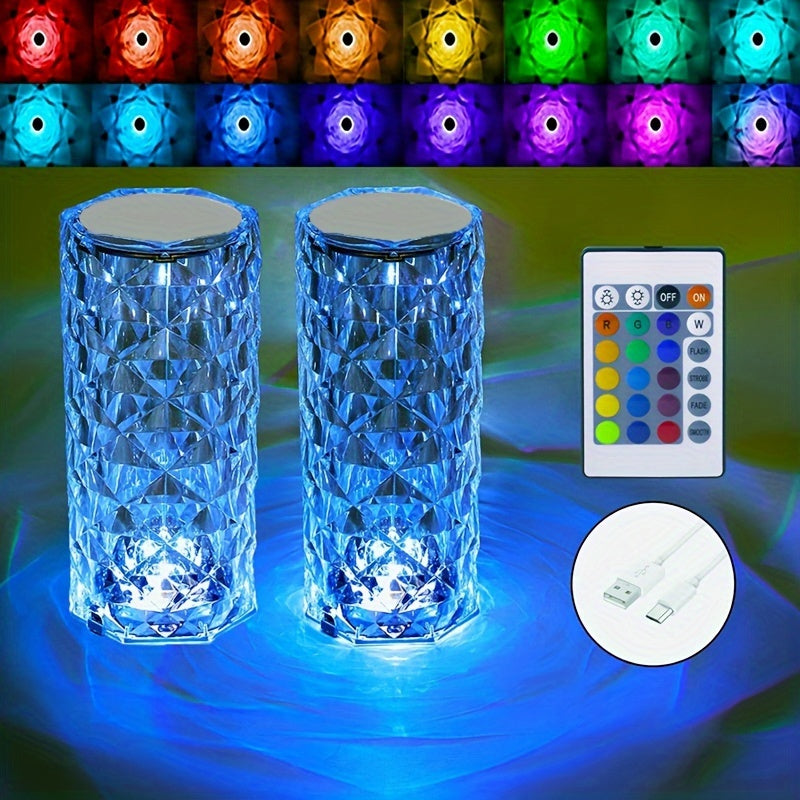 Touch Sensor Color Changing Crystal Table Lamp for Bedroom Living Room Parties