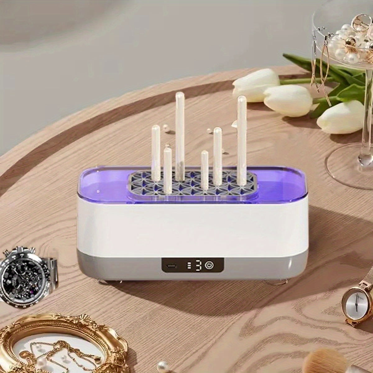 USB Rechargeable Portable Cleaner for Glasses Jewelry Dentures with High-Frequency Vibration