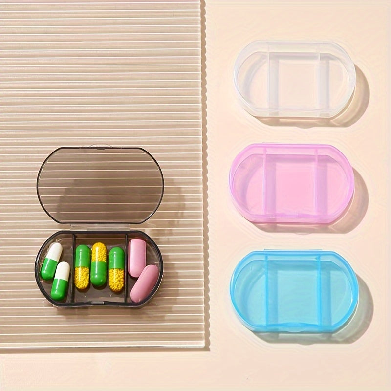 Portable Transparent 3-Compartment Pill Case for Travel and Daily Use