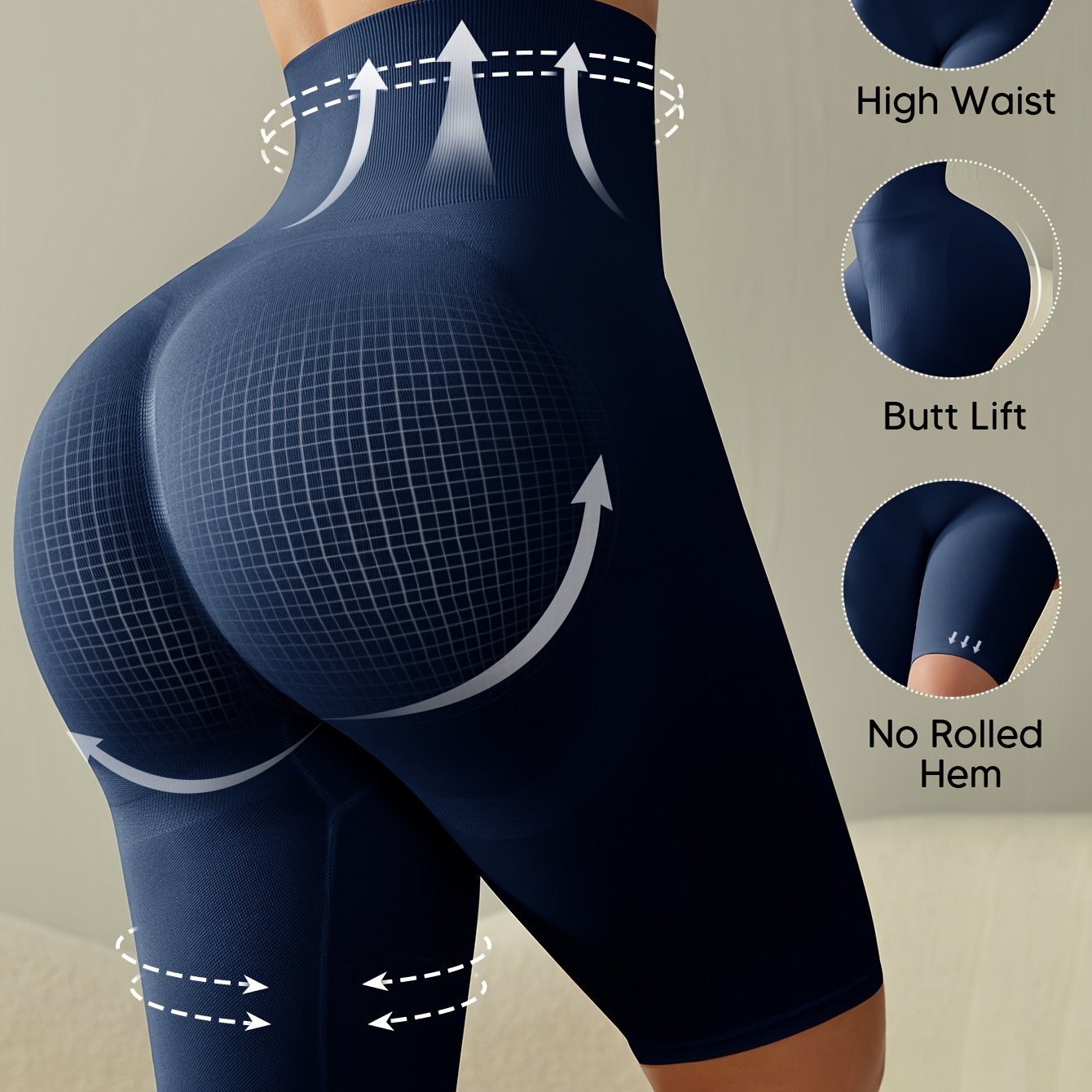 Women's High Waist Shaping Shorts Tummy Control Butt Lifter Seamless Knit Black