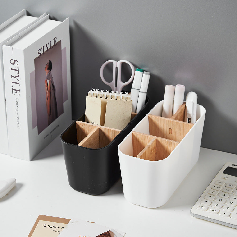 Porta cepillos de bambú con 5 ranuras, organizador de baño independiente, acabado en madera natural