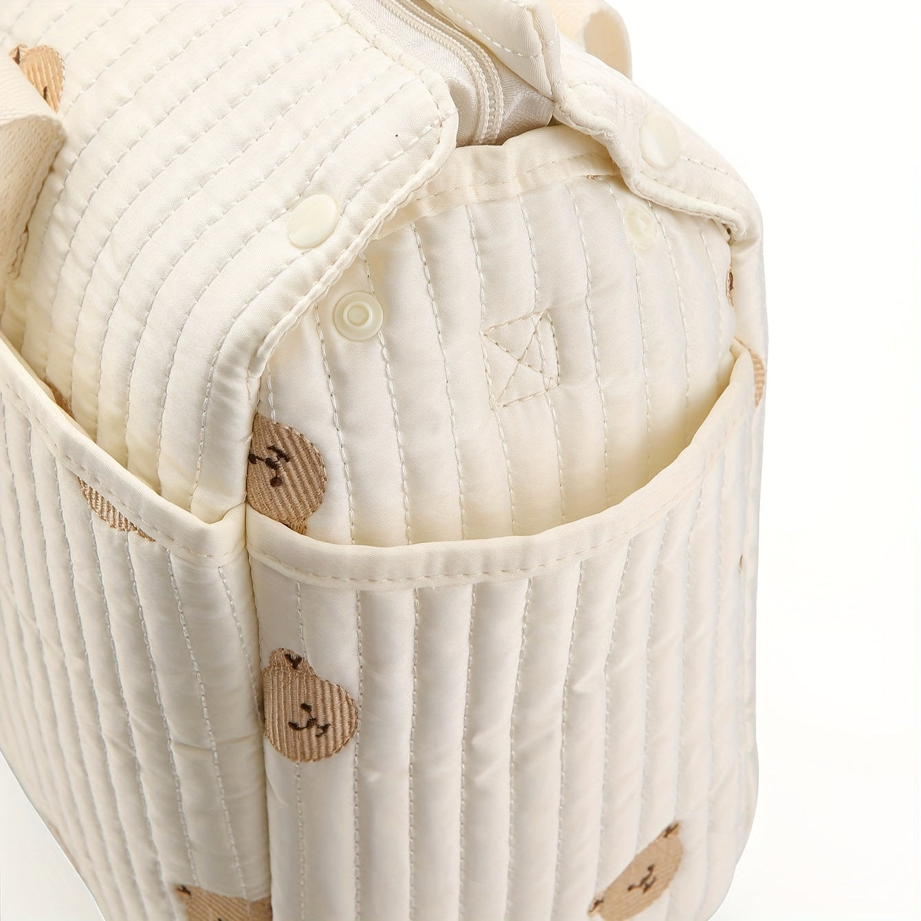 Большая вместимость сумки для подгузников с вышивкой медведя, прочный полиэстер, несколько отделений, регулируемый плечевой ремень