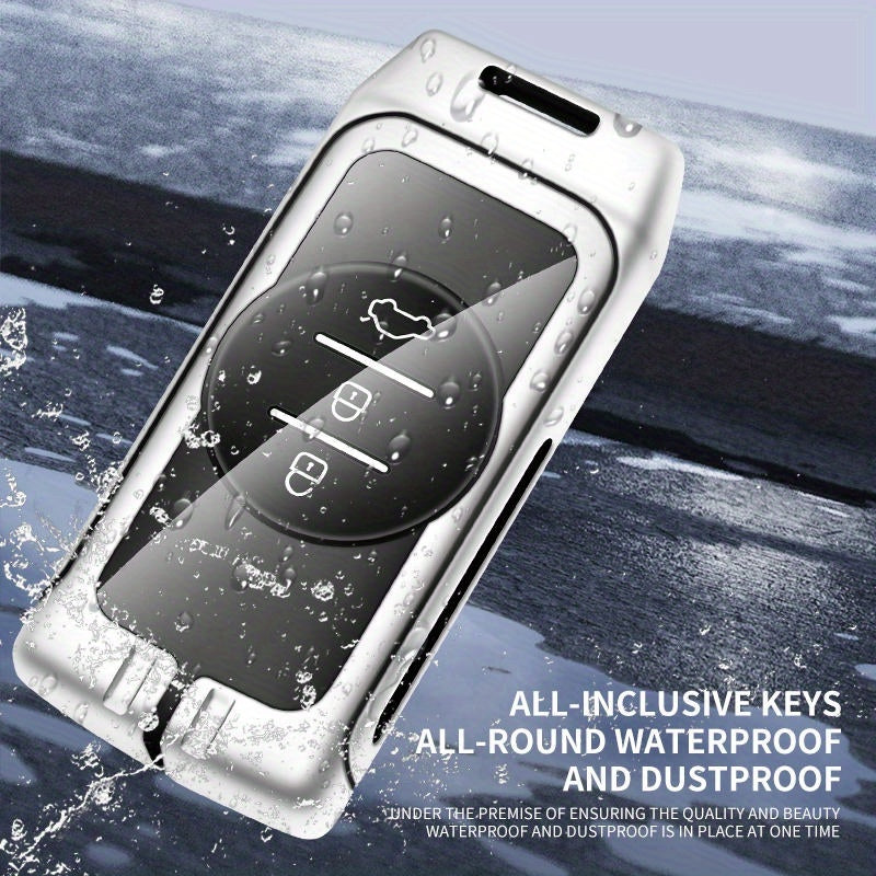 Men Women Faux Leather Zinc Alloy Car Key Fob Cover Black Durable