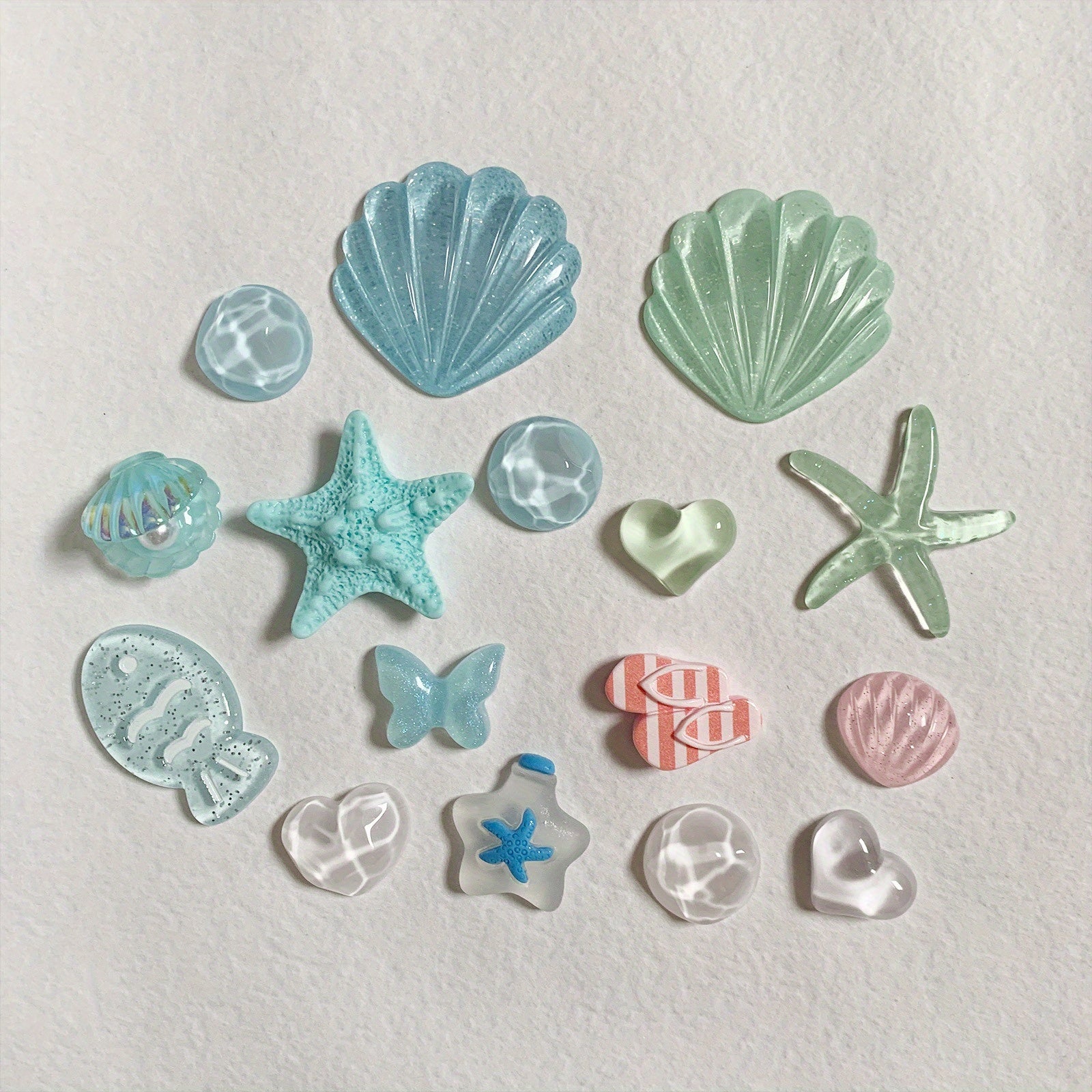 16pcs Set Summer Shoe Decorations Sandal Shell Starfish Fish Butterfly DIY Accessories