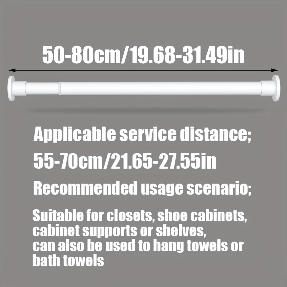 Moslashuvchan Rustproof Metal Curtain Rod Uzaytiradigan G'ichqichli Tension uchun Hammom, shkaf, deraza, eshik