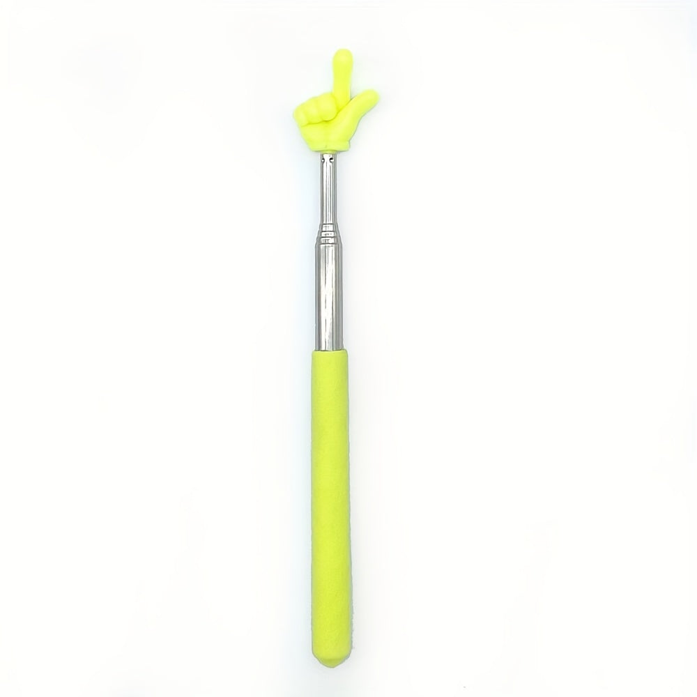 O'qituvchilar uchun tortiladigan zanglamaydigan po'latdan yasalgan barmoq dizayni bilan teleskopik o'qituvchi ko'rsatkichi.