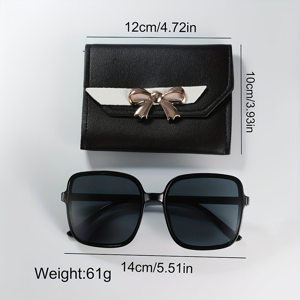 Women's 3-Piece Watch Set with Quartz Movement Faux Leather Wristwatches Wallet Glasses