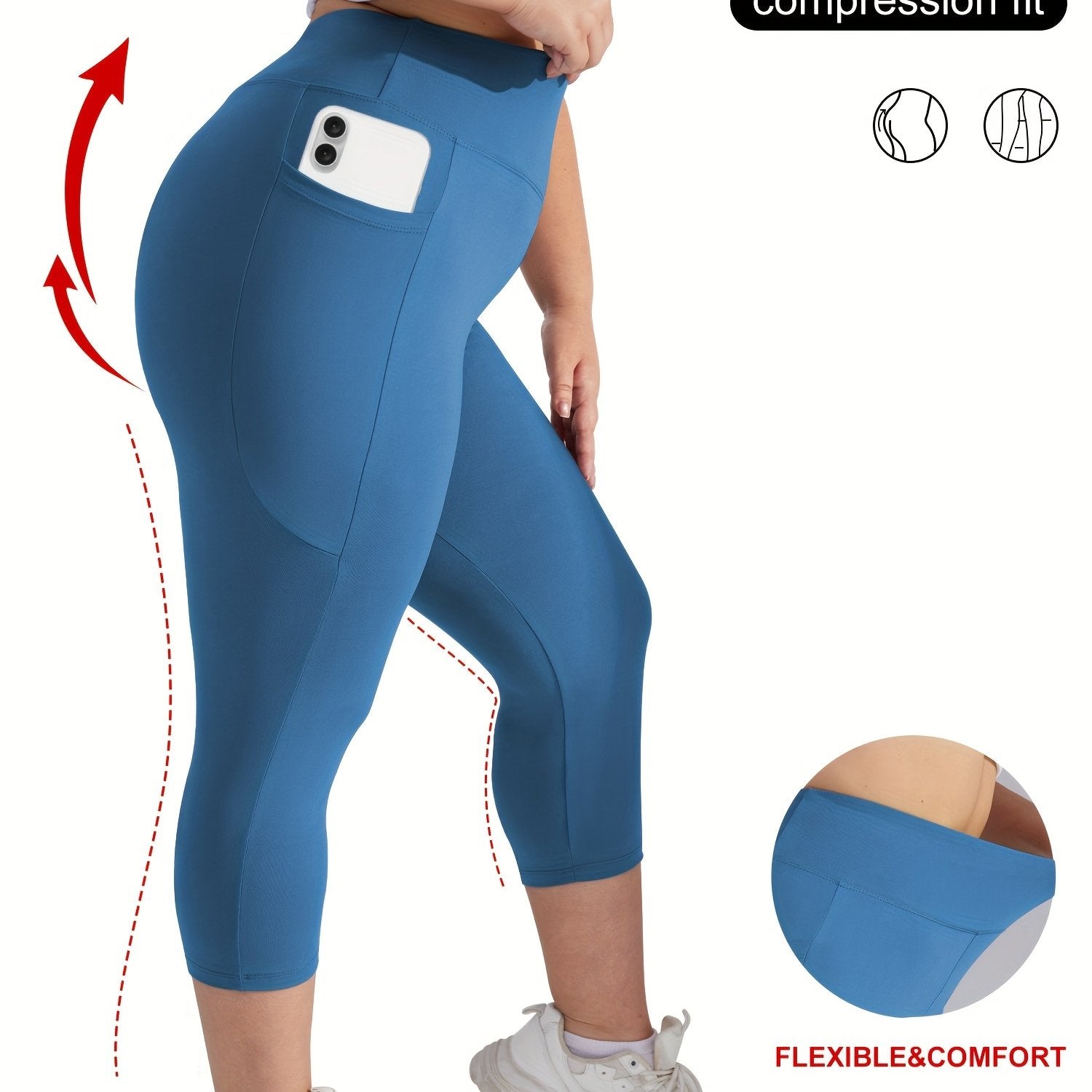Pantalones capri de talla grande con cintura alta, control de barriga, verano cómodos y elásticos