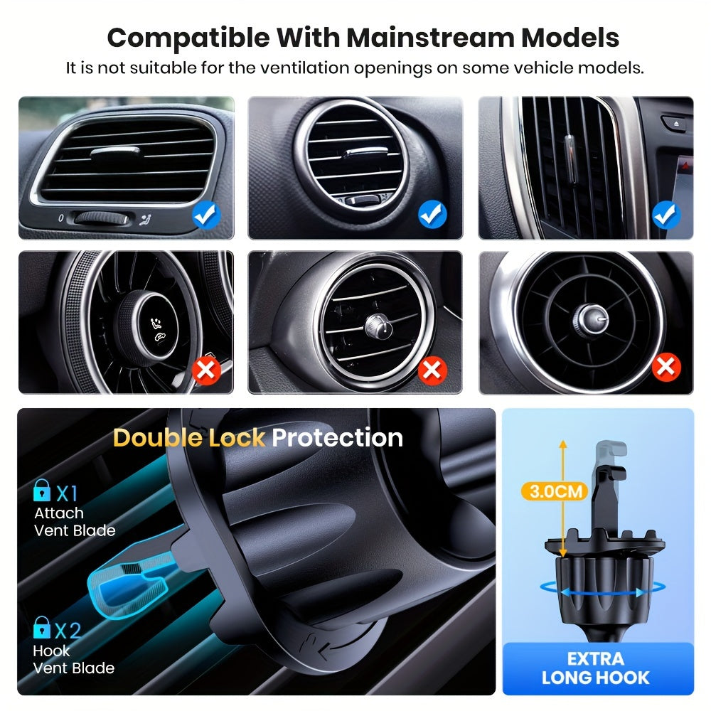 Soporte universal para teléfono de coche con bloqueo automático y clip para rejilla de ventilación