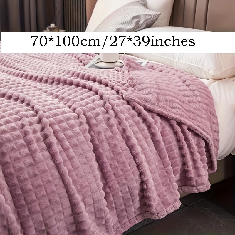 Плед из искусственного кроличьего меха в клетку - теплый и уютный плед для дивана, кровати или софы - мягкий и успокаивающий плед