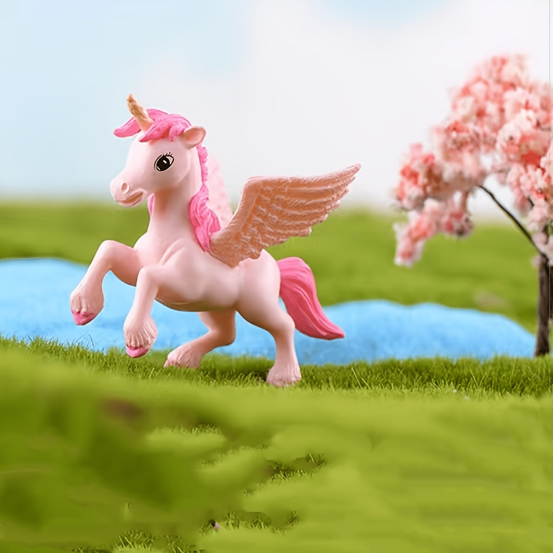Набор из 4 цветных фигурок Пегаса из ПВХ для декораций. Отлично подходит для суккулентов, тортов и вечеринок.