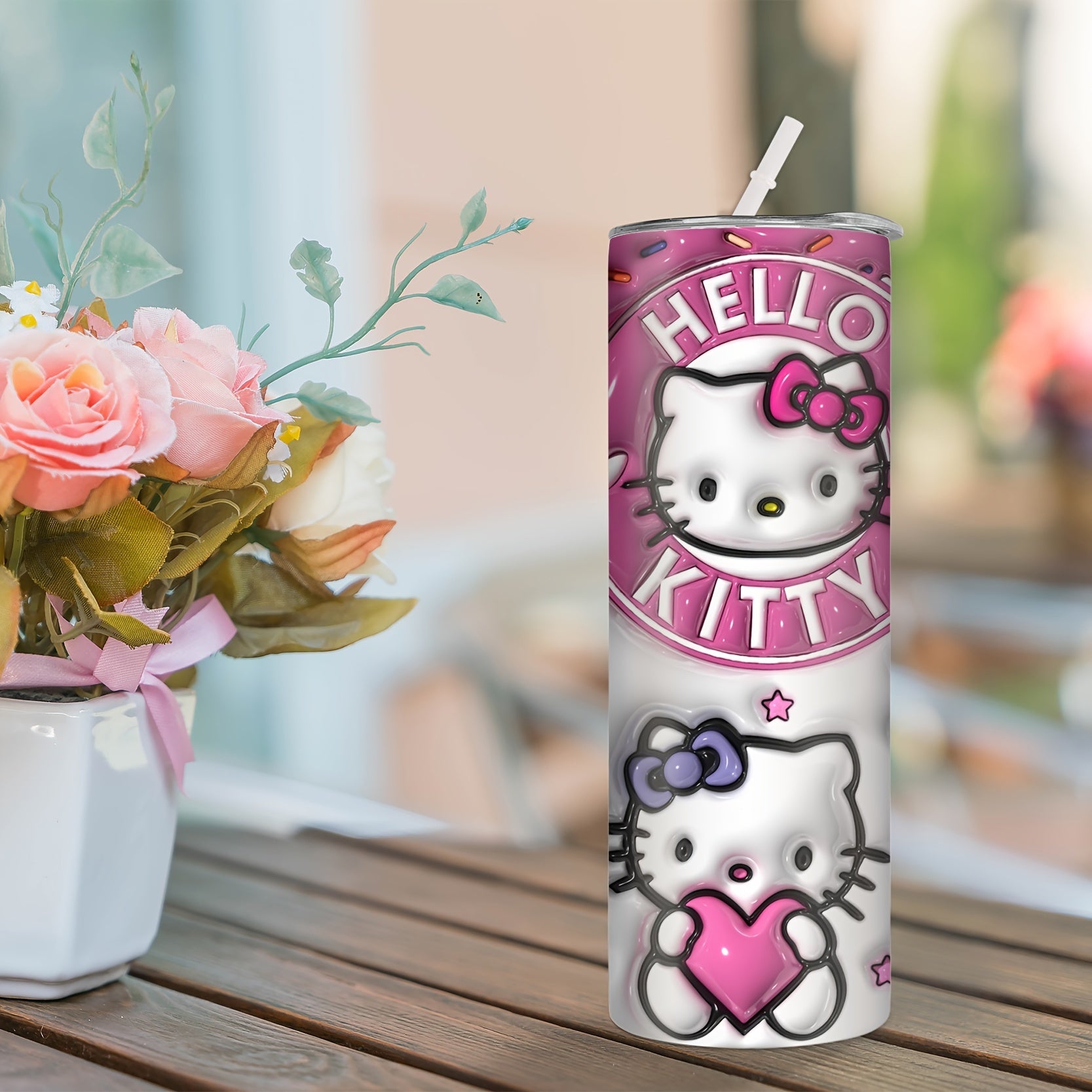 Bolalar uchun Hello Kitty dizayni bilan 20oz zanglamaydigan po'latdan yasalgan suv shisha
