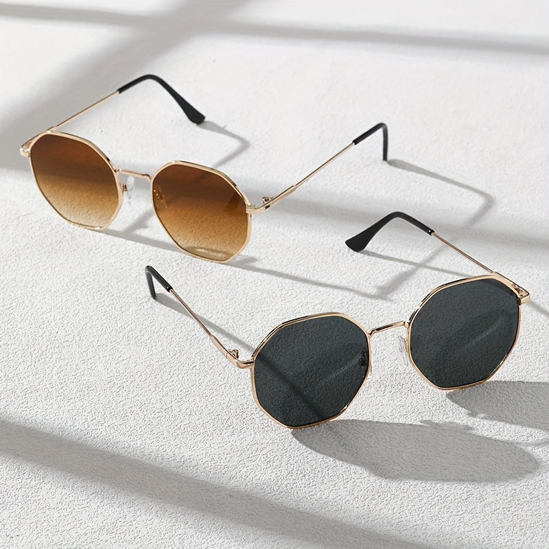 Ayollar va erkaklar uchun polygonal metall shisha to'plami, kundalik gradient dizayni, plyaj partiyasi aksessuarlari