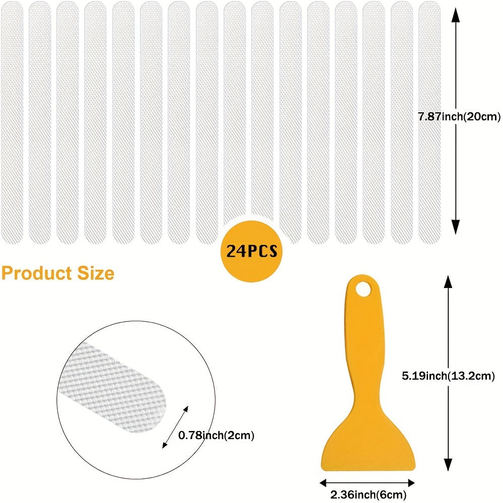 Set of 24 Non-slip Bathroom Shower Treads Bathtub Safety Strips with Adhesive