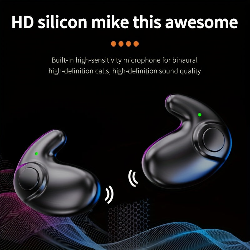 Ultra-Thin Wireless Sports Sleep Headphones with Bass and Dual Microphones