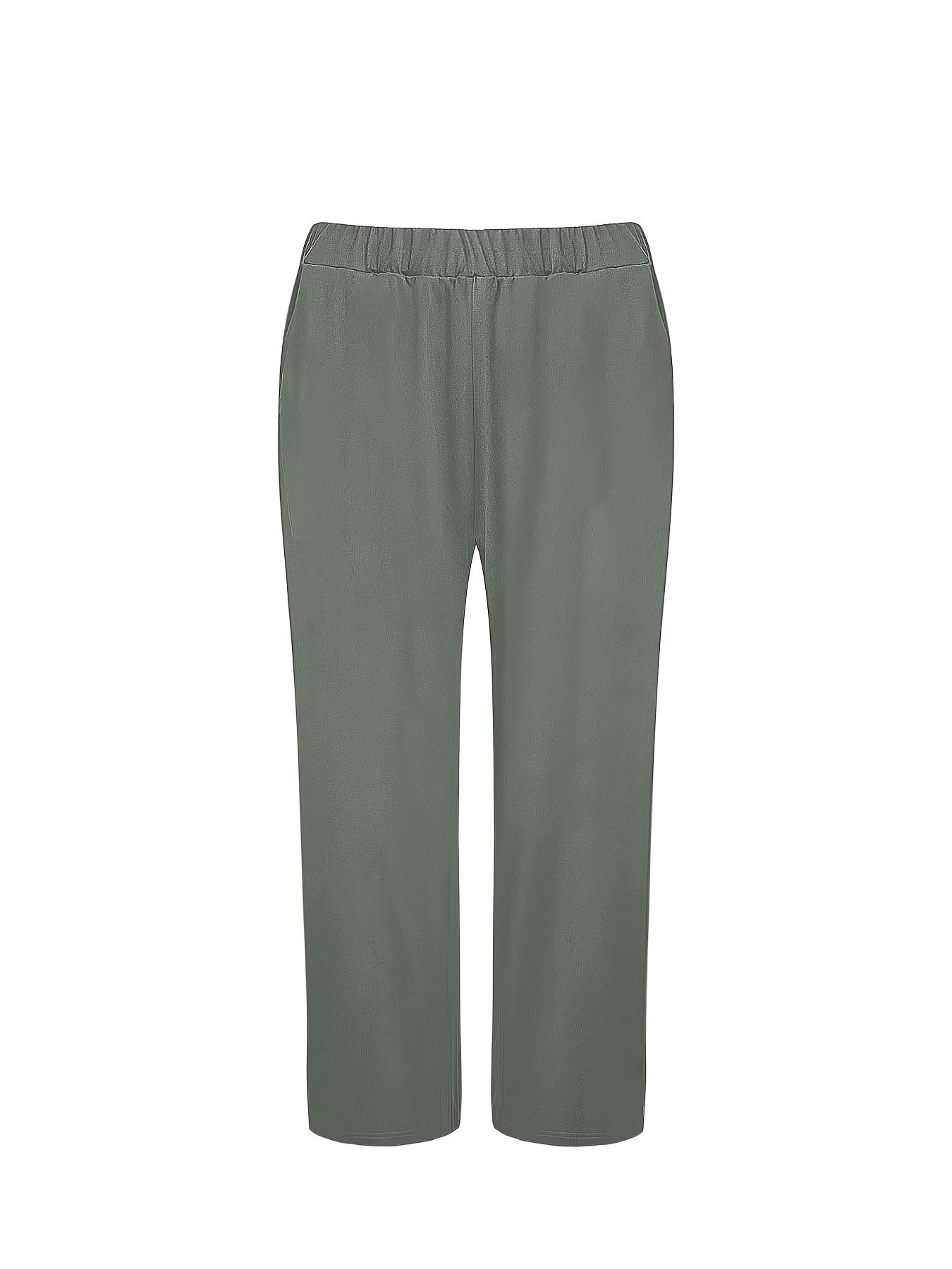 Conjunto de dos piezas para mujer, camiseta de cuello redondo y pantalones de pierna ancha, otoño e invierno, mezcla de poliéster, elástico