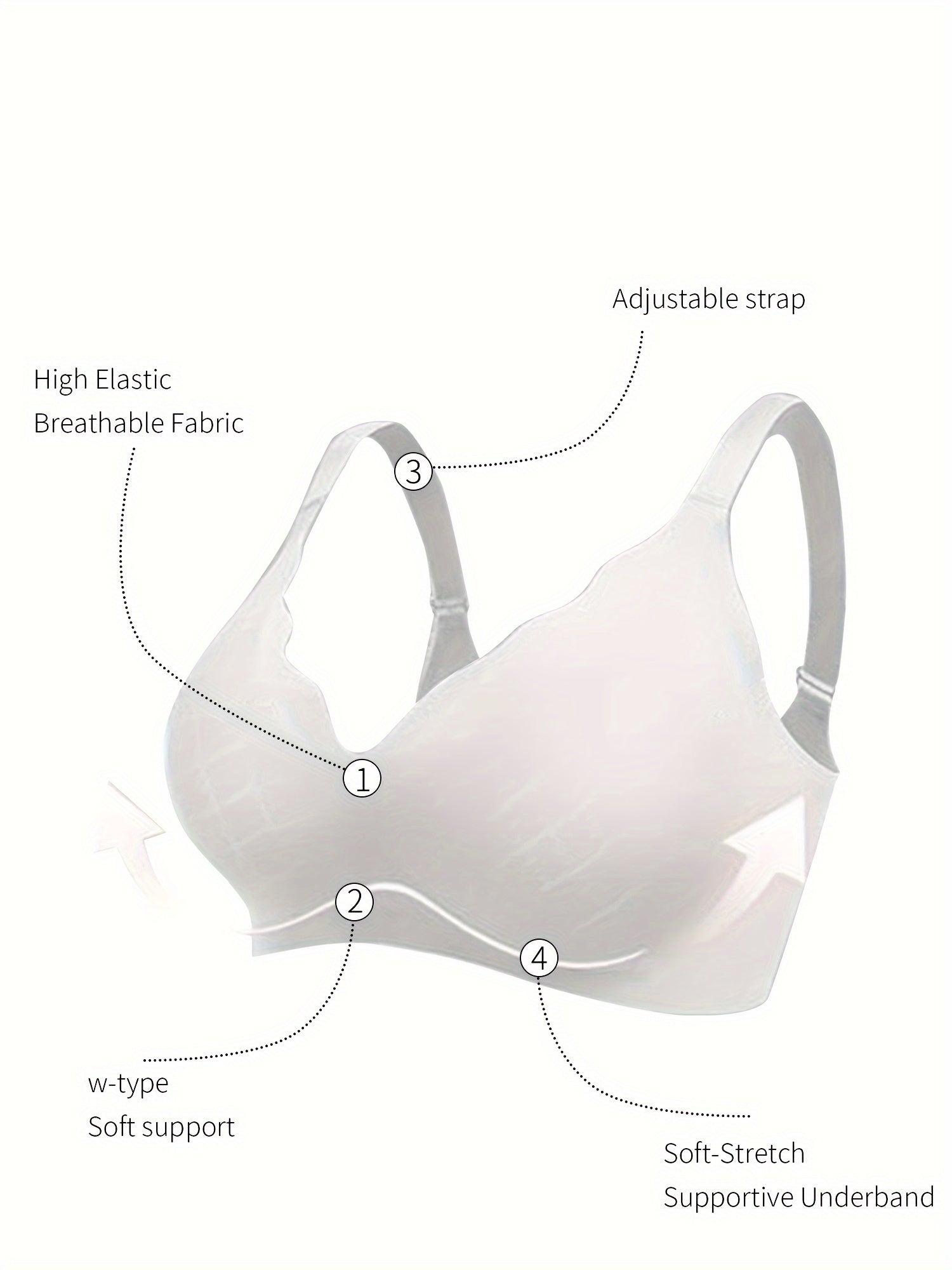 Wireless Seamless Push-Up Bra with Deep V-Neck and Scalloped Design for Comfort