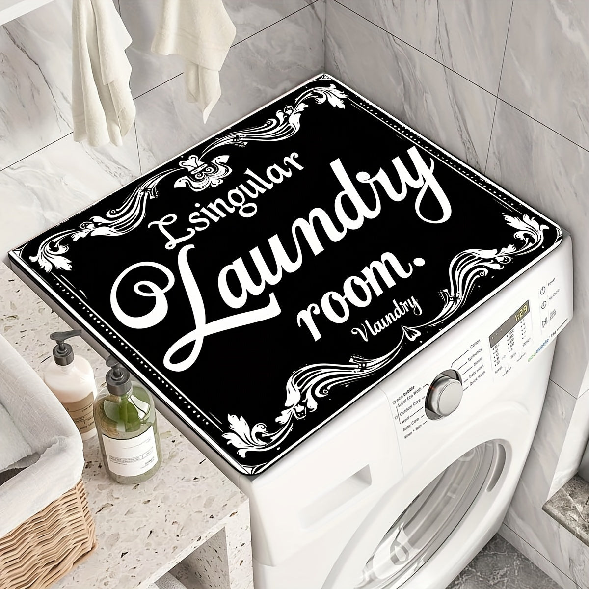 Vintage Letter Laundry Room Print Washing Machine Dust Cover Polyester Protects Appliances