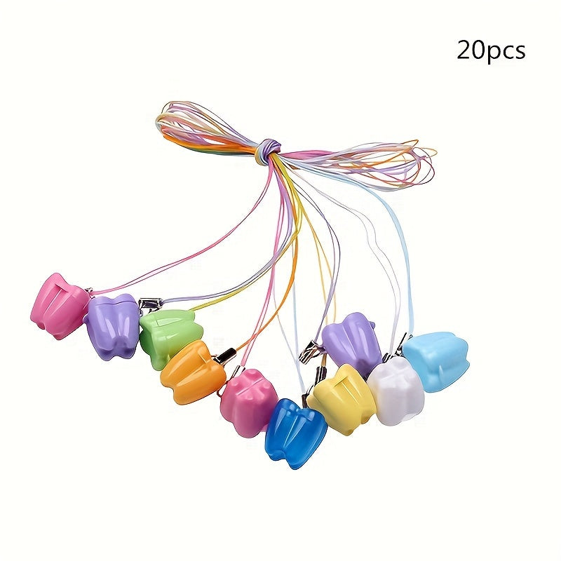 Juego de 20 cajas de almacenamiento de dientes adorables con cuerdas colgantes para niños y bebés