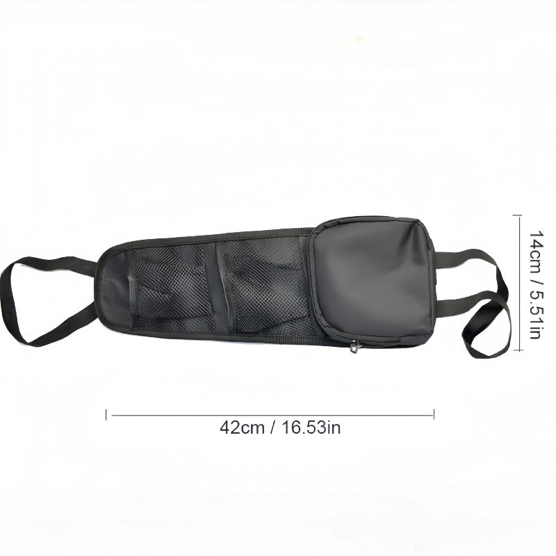 Black Nylon Car Seat Organizer with Mesh Pockets for Vehicle Storage