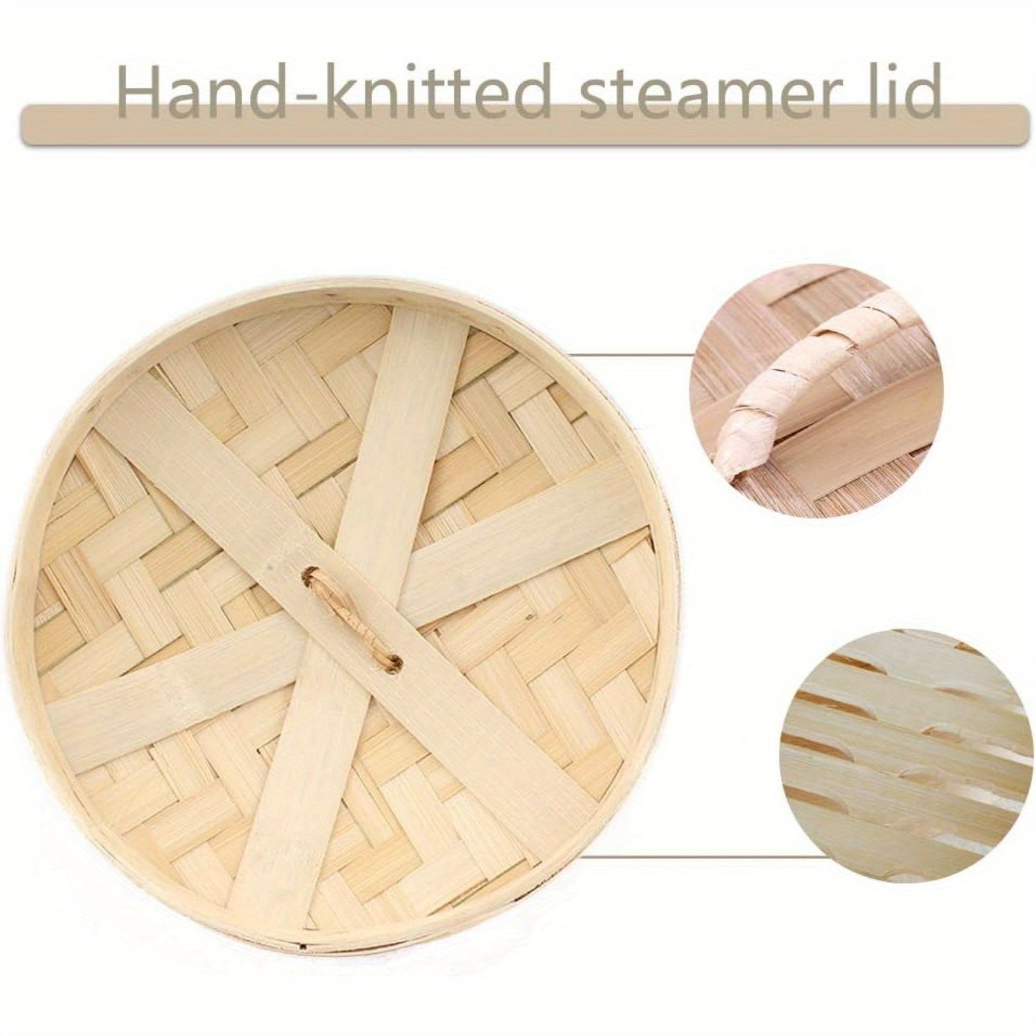 2-Tier Bamboo Steamer Basket 25.4cm Non-Stick Cooking Tool for Dim Sum Vegetables