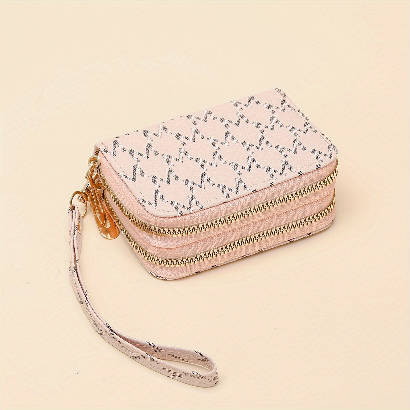 Mini Women's PU Handbag with Double Zippers Card Slot Coin Purse Black Beige Pink Dark Brown