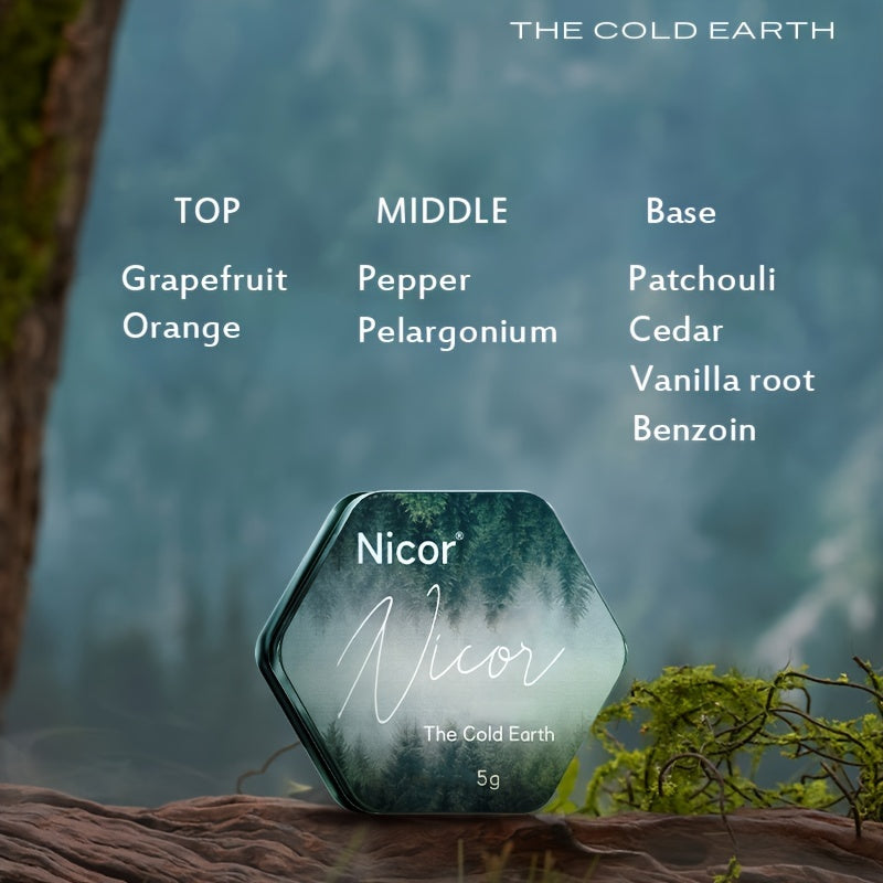 Men's Solid Perfume Stick with Long-Lasting Herbal Woody Fragrance and Moisturizing Squalane